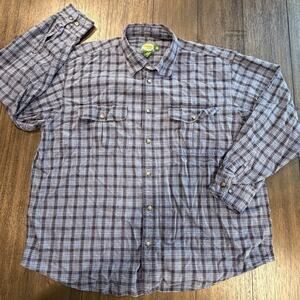 Vintage Cabela’s Outdoor Shirt Mens XL Blue Plaid Cotton Made In Macau Field
